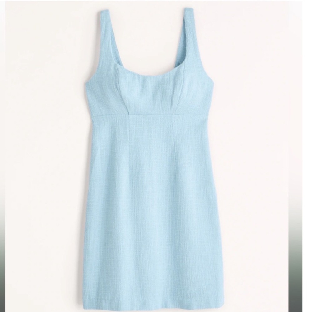 Abercrombie & Fitch Light Blue Tweed Mini Dress Sleeveless Scoop Neck XLT Tall - Picture 2 of 10